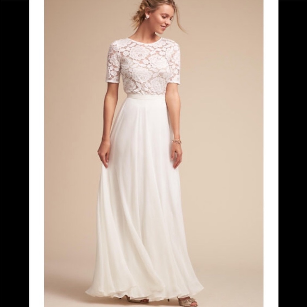 BHLDN White Lace Maxi Skirt